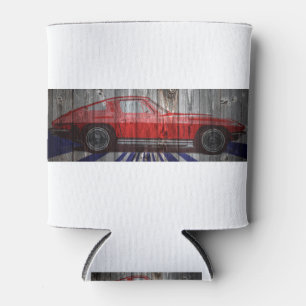 Enfriador De Latas Corvette Stingray sobre el diseño de madera de gra