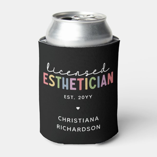 Enfriador De Latas Cosmetólogo estético con licencia de personalizado (Lata Anverso)