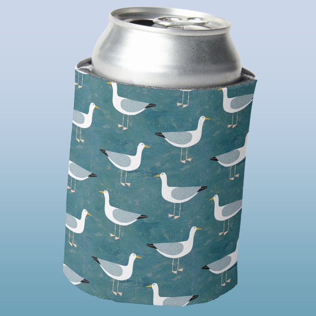 Enfriador De Latas Costa de la Gaviota (Seagulls coastal can cooler for your beach house)