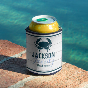 Enfriador De Latas Costa Rustic Wood Crab Personalizado