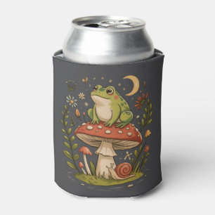 Enfriador De Latas Cottagecore Rana Hongo Seta Luna Bosque 