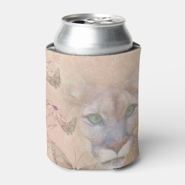 Enfriador De Latas Cougar y Butterflies (Lata Anverso)