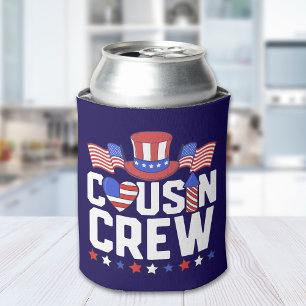 Enfriador De Latas Cousin Crew" 4th of July – USA Flag Hat Desing