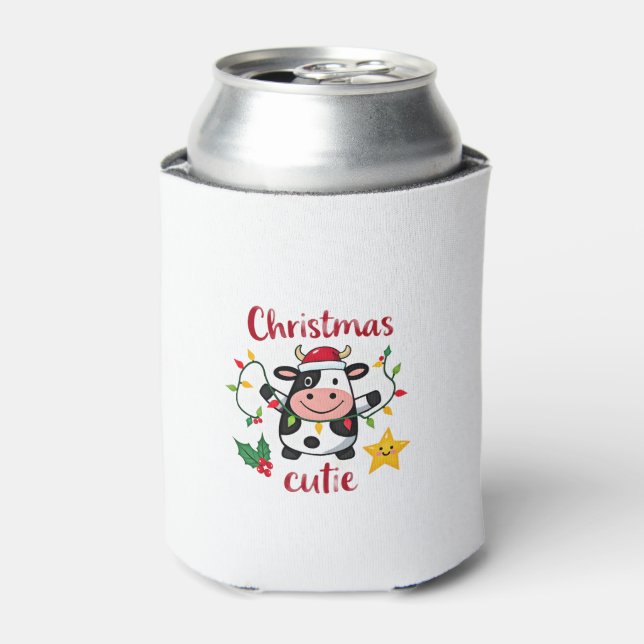 Enfriador De Latas Cow Christmas Cutie Cows Christmas T-Shirt (6) (Lata Anverso)