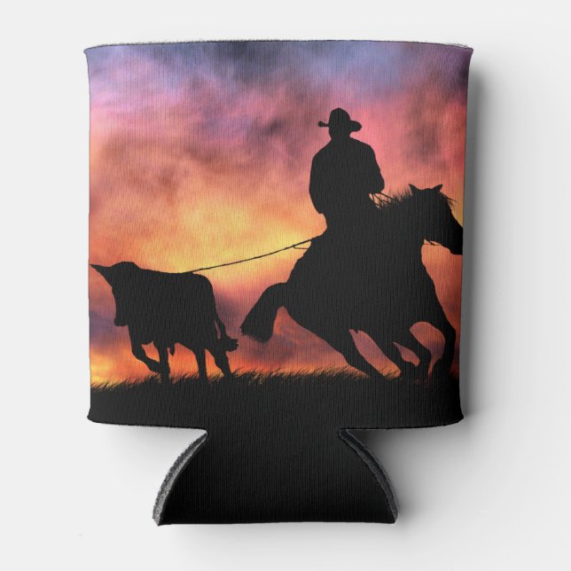 Enfriador De Latas Cowboy Steer se va de caballo (Anverso)