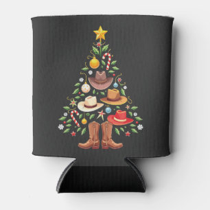Enfriador De Latas Cowboy Western Christmas Tree Santa