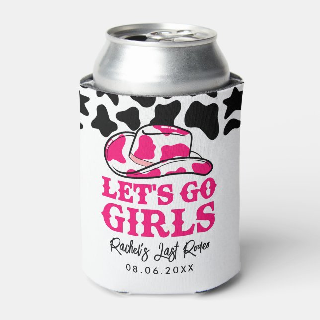 Enfriador De Latas Cowgirl Disco Último Rodeo Bachelorette Refrigerad (Lata Anverso)
