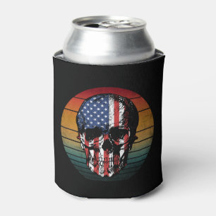 Enfriador De Latas CRÁNEO BANDERA USA VINTAGE Deteriorada