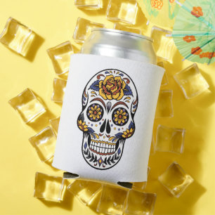 Enfriador De Latas Cráneo de azúcar rosa amarillo