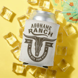 Enfriador De Latas Cráneo de toro de rancho occidental personalizado 