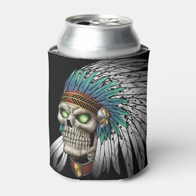 Enfriador De Latas Cráneo gótico indígena nativo americano (Lata Anverso)
