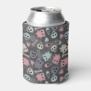 Enfriador De Latas Cráneos, y corazones en fondo negro