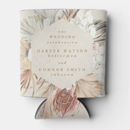 Enfriador De Latas Cream Pampas Boda de la jungla floral de hierba se