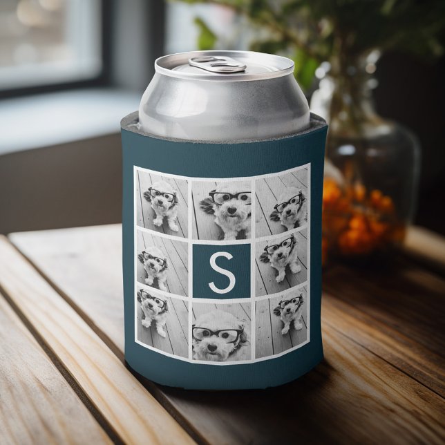 Enfriador De Latas Crear su propio monograma de Personalizado de Inst (Personalized can cooler with an area to add photos and custom text)