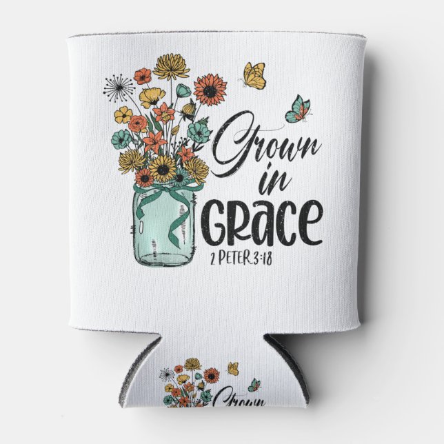 Enfriador De Latas Crecer en Grace Bible Religion Faith (Anverso)