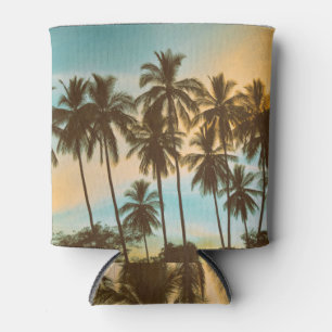 Enfriador De Latas Crepúsculo tropical: silueta de palma de coco