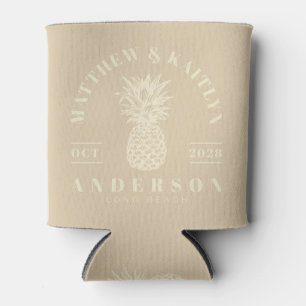 Enfriador De Latas Crest de Boda de Piña Tropical de Duna de Arena