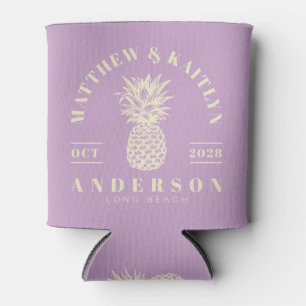 Enfriador De Latas Cresta de Boda de Lila Tropical de Piña Verano