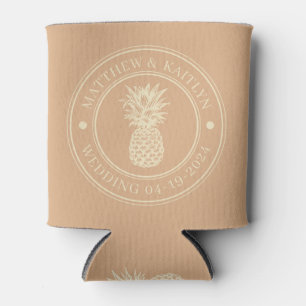 Enfriador De Latas Crestas de Boda de Piña Besos de Melocotón y Nombr
