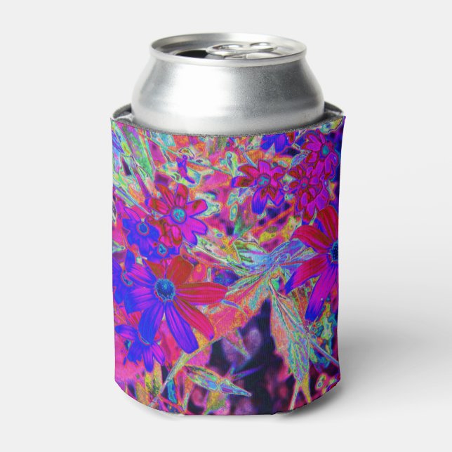 Enfriador De Latas Crimson psicodélico retro y flores silvestres mage (Lata Anverso)