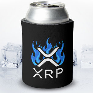 Enfriador De Latas Criptomoneda XRP Cripto Llamas Azules Fuego Derrit