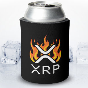 Enfriador De Latas Criptomoneda XRP Cripto Llamas Naranjas Fuego Derr
