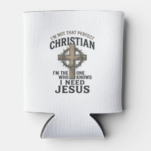 Enfriador De Latas Cruz Cristiana Corona de Espinas Camiseta de Fe Vi