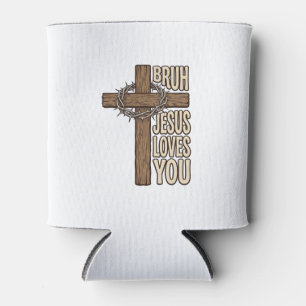 Enfriador De Latas Cruz de Bruh Jesús te Ama Vintage Cristiano Vecto
