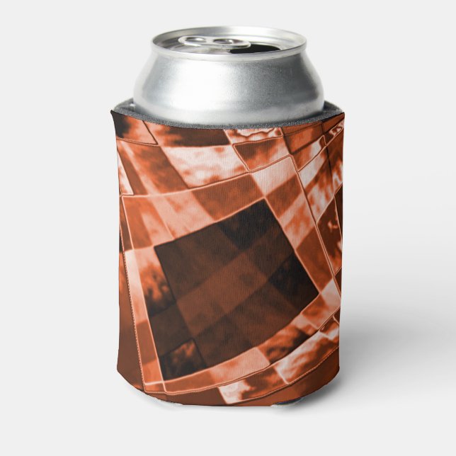 Enfriador De Latas Cuadrado y rectángulos inclinados rojizos (Reverso de la lata)