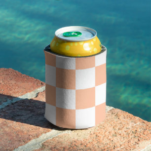 Enfriador De Latas Cuadrados a cuadros melocotón naranja blanco geomé