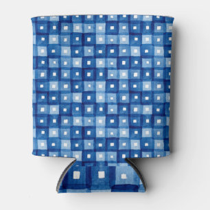 Enfriador De Latas Cuadrados Azules, Mosaico Seamless Watercolor.