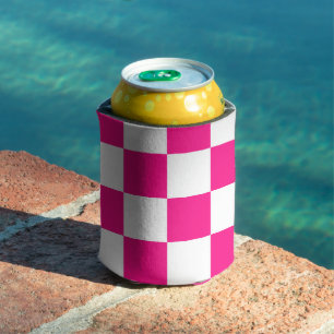 Enfriador De Latas Cuadrados controlados retro geométrico blanco rosa