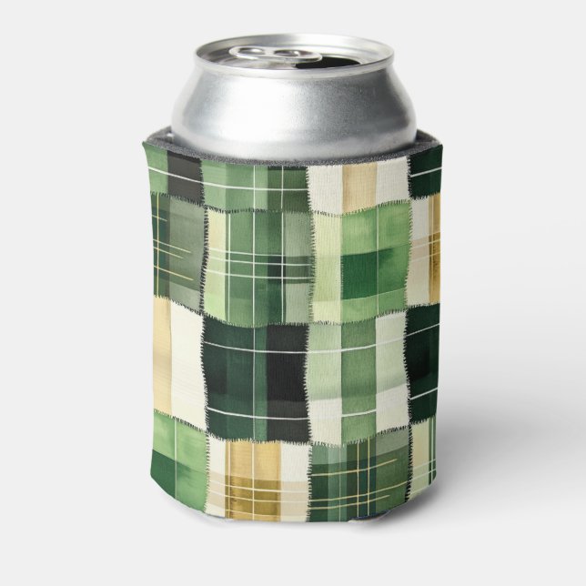 Enfriador De Latas Cuadro de patchwork esmeralda (Reverso de la lata)