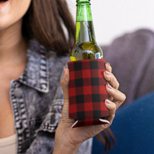 Enfriador De Latas Cuadros de Búfalo Moda Rústica Leñador