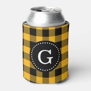 Enfriador De Latas Cuadros de cuadros negros de vara de oro Monograma