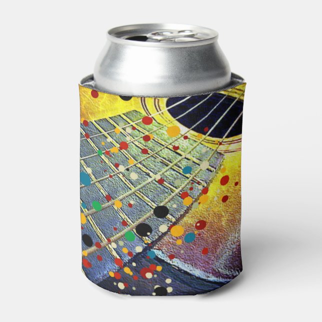 Enfriador De Latas Cuerdas de guitarra acuarela musical (Lata Anverso)