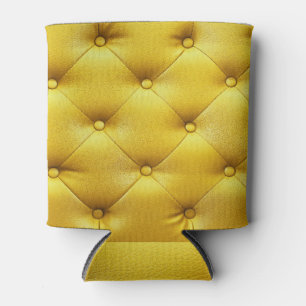 Enfriador De Latas Cuero amarillo elegante: textura con botones