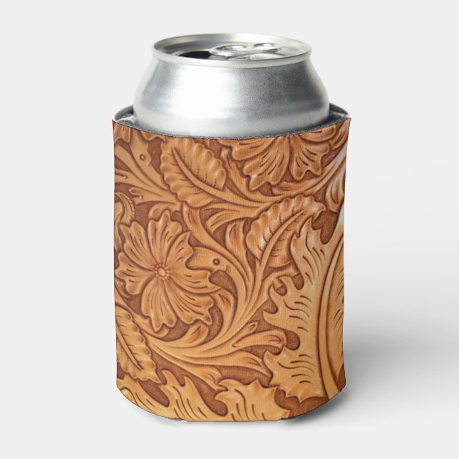 Enfriador De Latas Cuero de campo rubio-marrón-occidental (Lata Anverso)