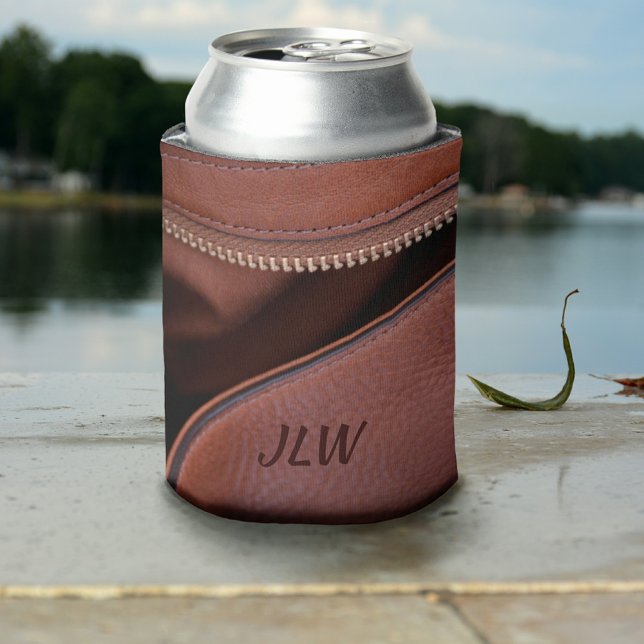 Enfriador De Latas Cuero marrón sin zipped con Personalizable de Inic (Subido por el creador)