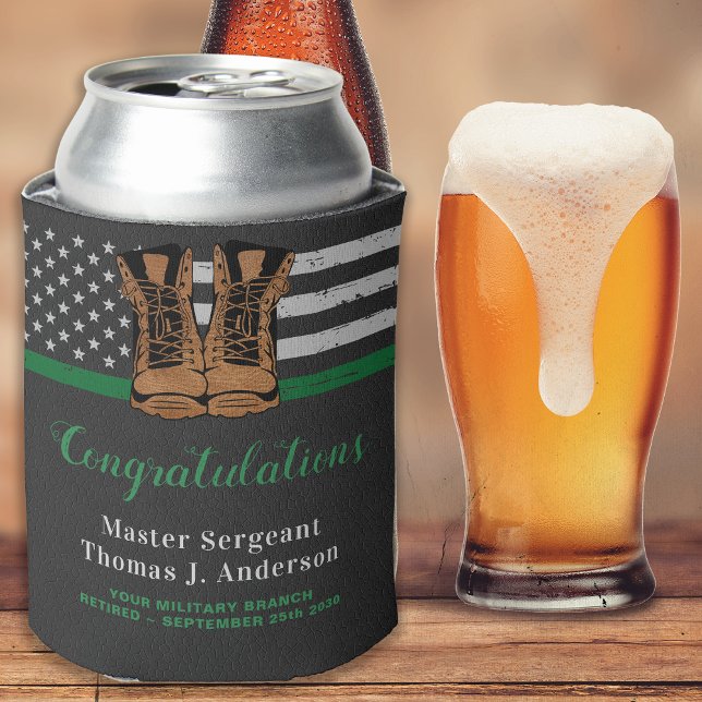 Enfriador De Latas Cuero militar de retiro militar bota la línea verd (Subido por el creador)