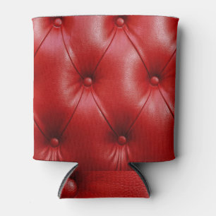 Enfriador De Latas Cuero Rojo: Elegancia del patrón de tapicería.
