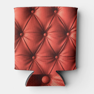 Enfriador De Latas Cuero rojo texturado: Cierre detallado del materia