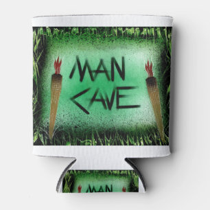 Enfriador De Latas Cueva de Hombre Antorcha Tiki Verde