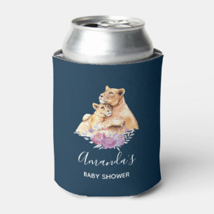 Enfriador De Latas Cuidada acuarela madre león y lata Baby Shower