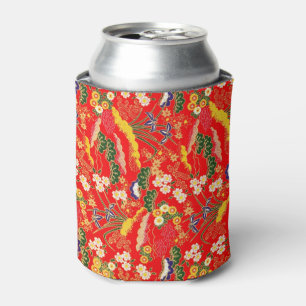 Enfriador De Latas Cuidados y coloridos patrones florales japoneses