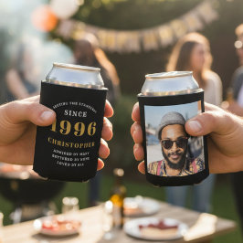 Enfriador De Latas Cumpleaños 30 negro oro con foto