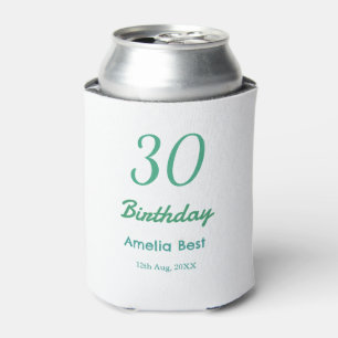 Enfriador De Latas CUMPLEAÑOS 30 NOMBRE FECHA NEGRITA RETRO turquesa