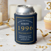 Cumpleaños 30 Personalizado 1996 Elegante Azul Oro