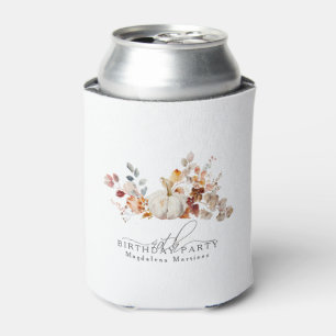 Enfriador De Latas Cumpleaños 40 Blanco Calabaza Flores de Otoño Pers