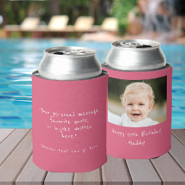 Enfriador De Latas Cumpleaños 40 personalizado con foto y cita rosa